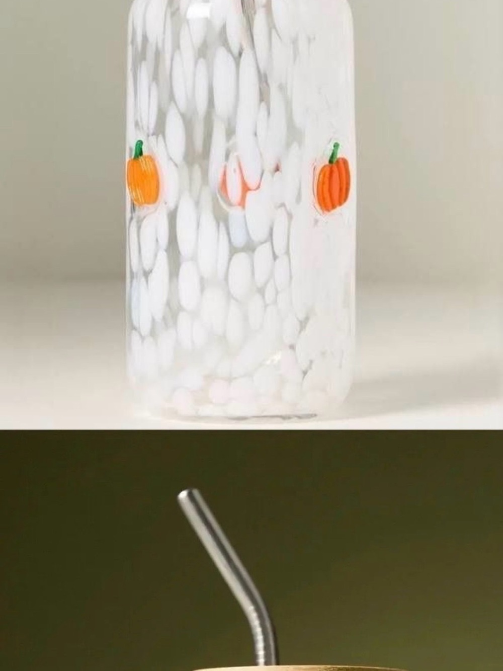 Handblown White Pumpkin Accent Icon Juice Glass Tumbler